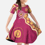 Brisbane Lions NAIDOC 2026 Personalised Kid Short Sleeve Dress 50 Years of Deadly Aboriginal Art