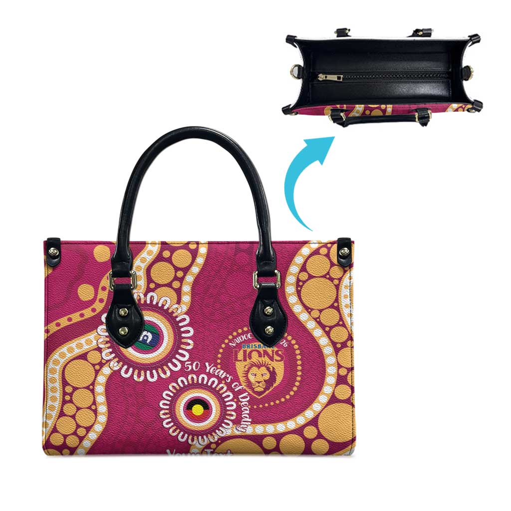 Brisbane Lions NAIDOC 2026 Personalised Leather Bag 50 Years of Deadly Aboriginal Art