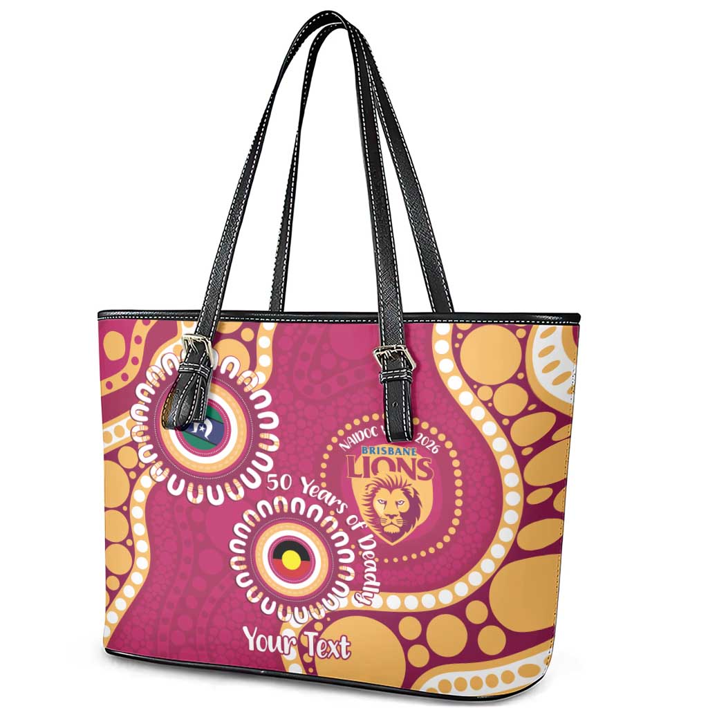 Brisbane Lions NAIDOC 2026 Personalised Leather Tote Bag 50 Years of Deadly Aboriginal Art