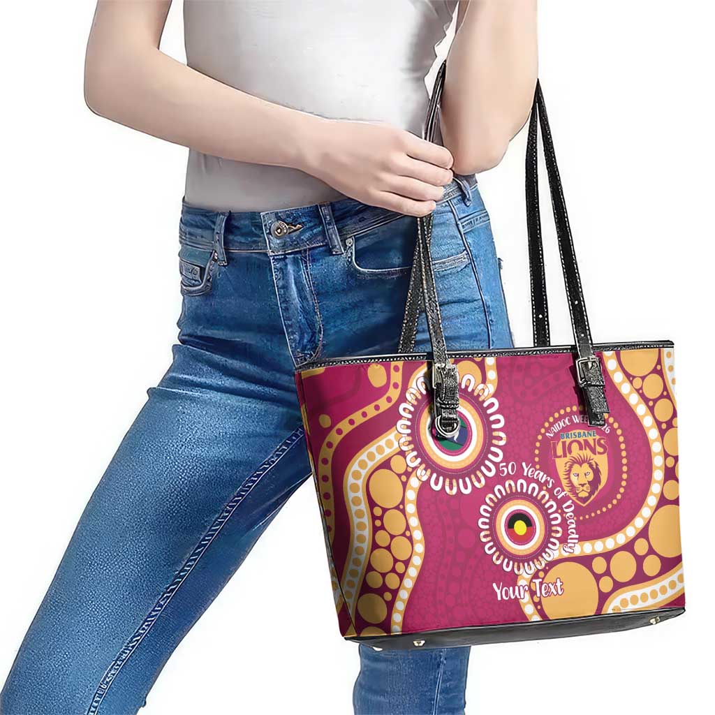 Brisbane Lions NAIDOC 2026 Personalised Leather Tote Bag 50 Years of Deadly Aboriginal Art