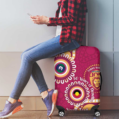 Brisbane Lions NAIDOC 2026 Personalised Luggage Cover 50 Years of Deadly Aboriginal Art