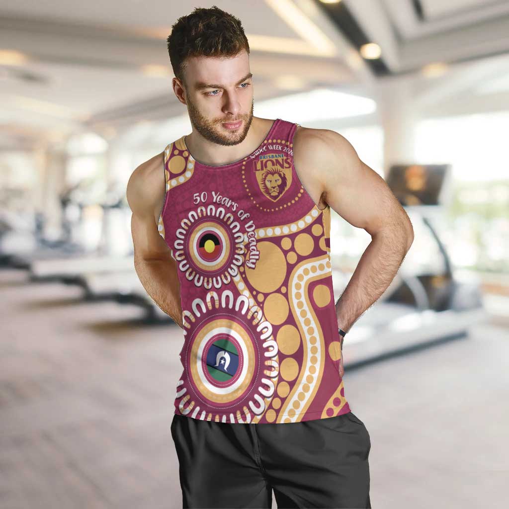 Brisbane Lions NAIDOC 2026 Personalised Men Tank Top 50 Years of Deadly Aboriginal Art