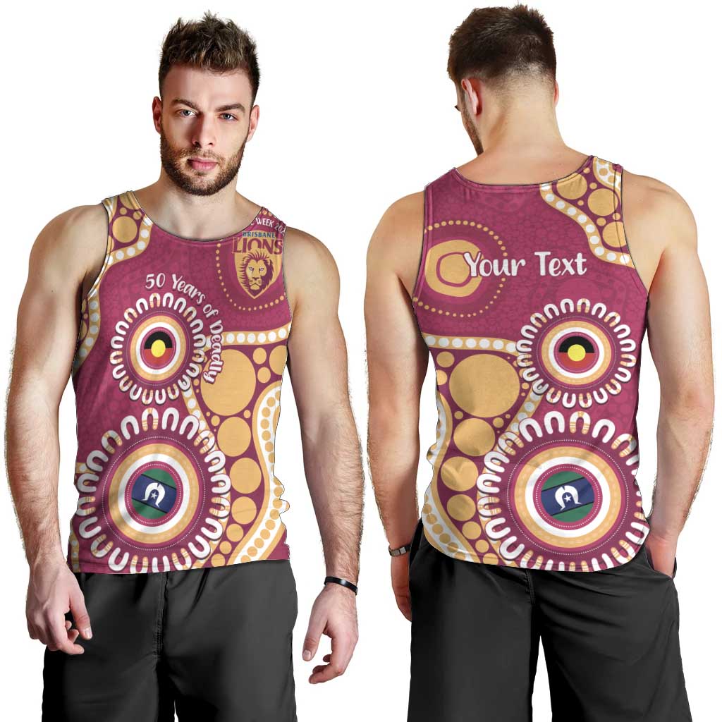 Brisbane Lions NAIDOC 2026 Personalised Men Tank Top 50 Years of Deadly Aboriginal Art