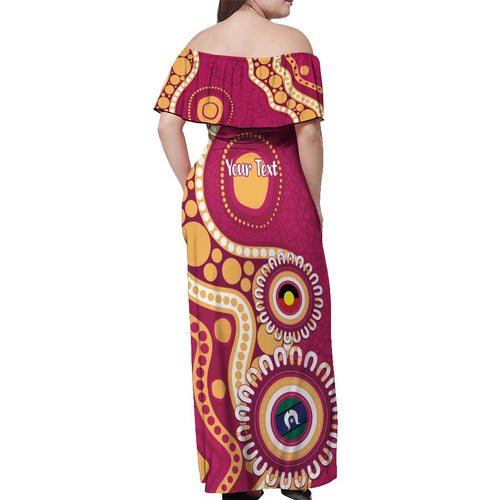 Brisbane Lions NAIDOC 2026 Personalised Off Shoulder Maxi Dress 50 Years of Deadly Aboriginal Art