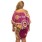 Brisbane Lions NAIDOC 2026 Personalised Off Shoulder Short Dress 50 Years of Deadly Aboriginal Art