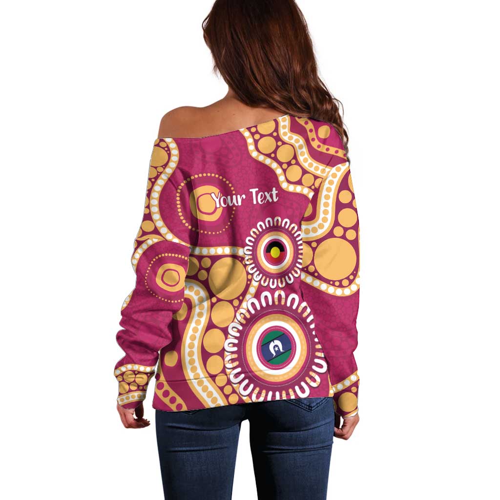 Brisbane Lions NAIDOC 2026 Personalised Off Shoulder Sweater 50 Years of Deadly Aboriginal Art