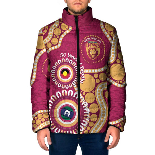 Brisbane Lions NAIDOC 2026 Personalised Padded Jacket 50 Years of Deadly Aboriginal Art