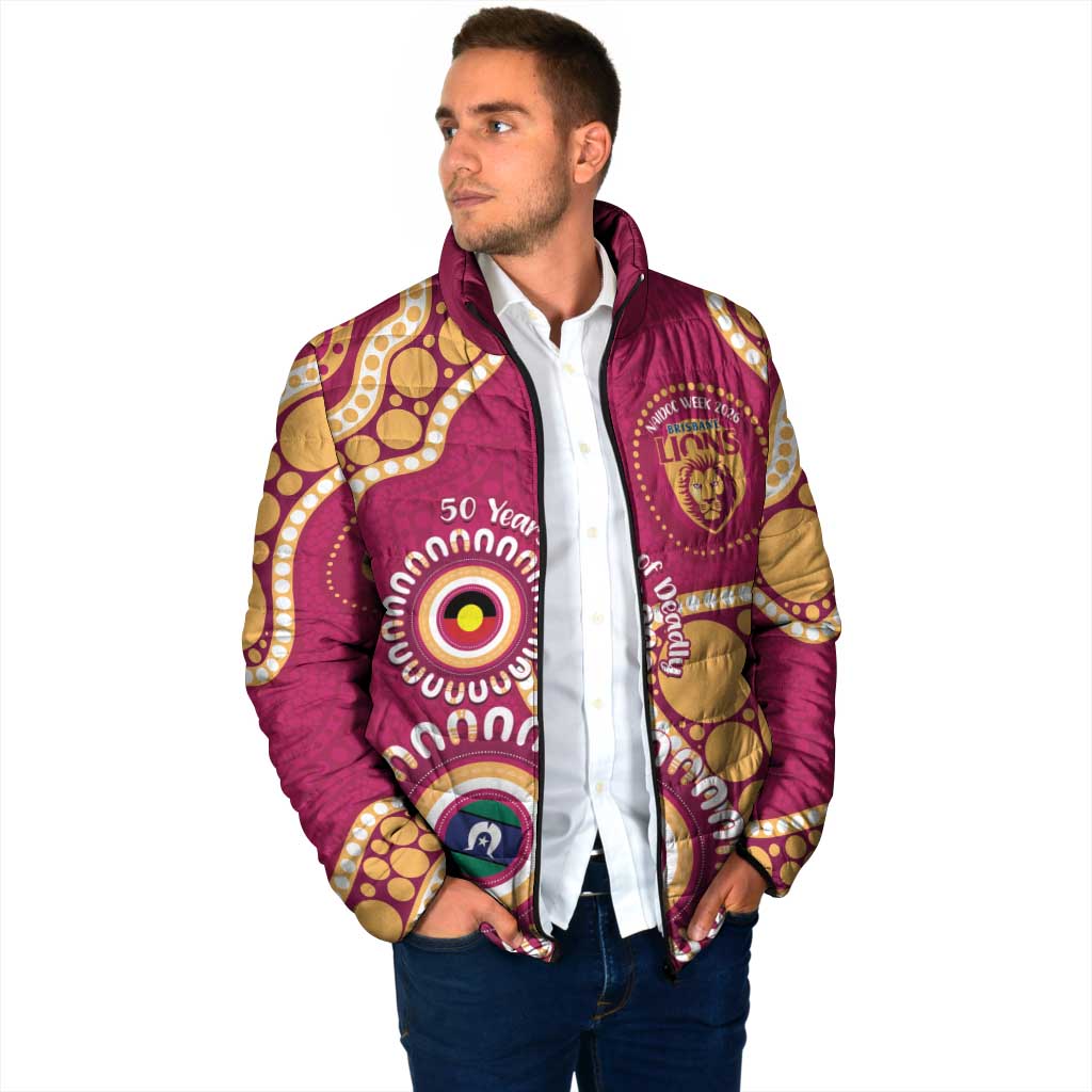 Brisbane Lions NAIDOC 2026 Personalised Padded Jacket 50 Years of Deadly Aboriginal Art