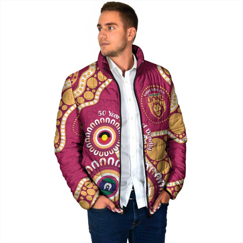 Brisbane Lions NAIDOC 2026 Personalised Padded Jacket 50 Years of Deadly Aboriginal Art
