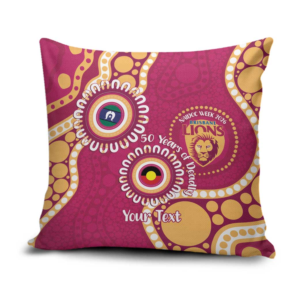 Brisbane Lions NAIDOC 2026 Personalised Pillow Cover 50 Years of Deadly Aboriginal Art