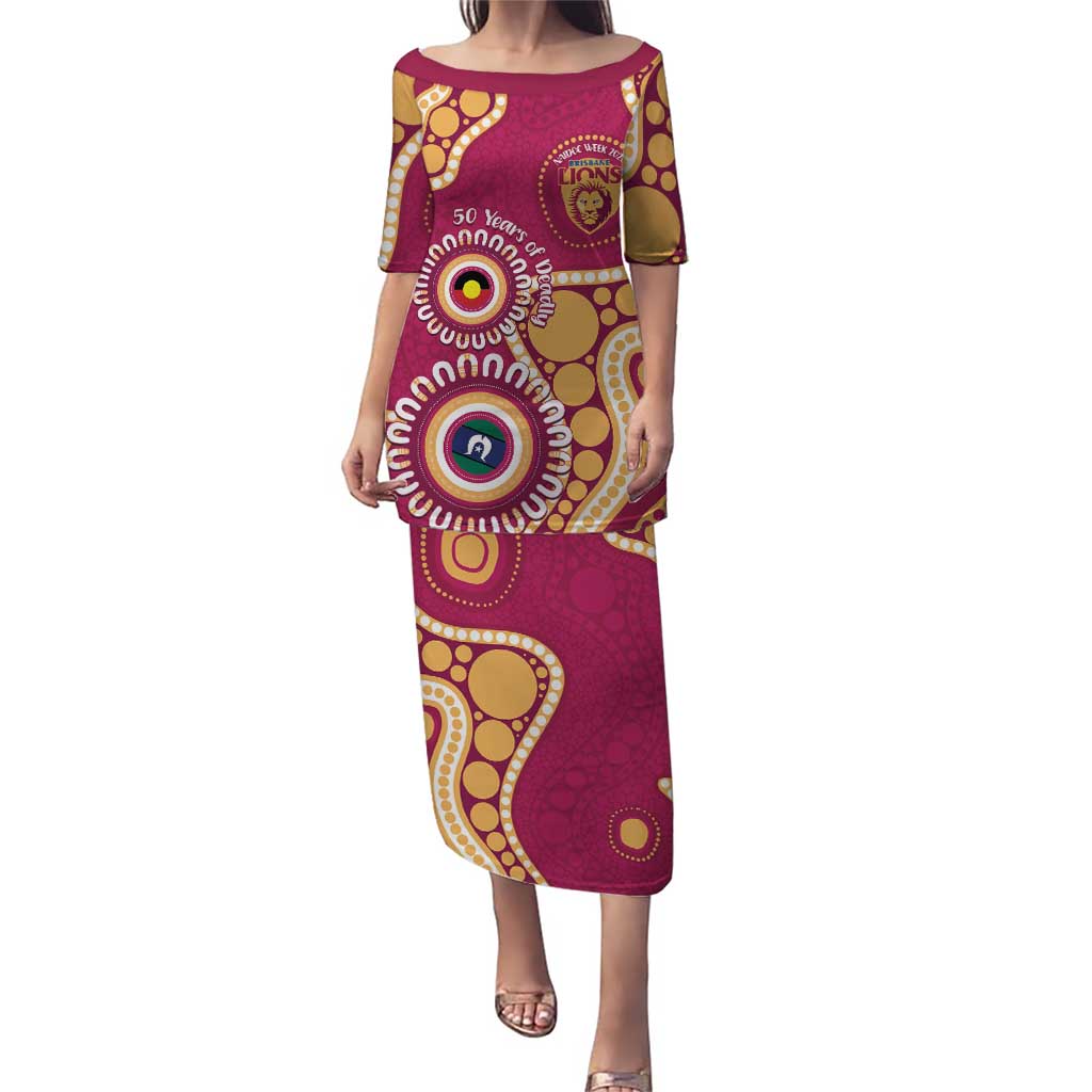Brisbane Lions NAIDOC 2026 Personalised Puletasi 50 Years of Deadly Aboriginal Art