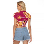 Brisbane Lions NAIDOC 2026 Personalised Raglan Cropped T Shirt 50 Years of Deadly Aboriginal Art