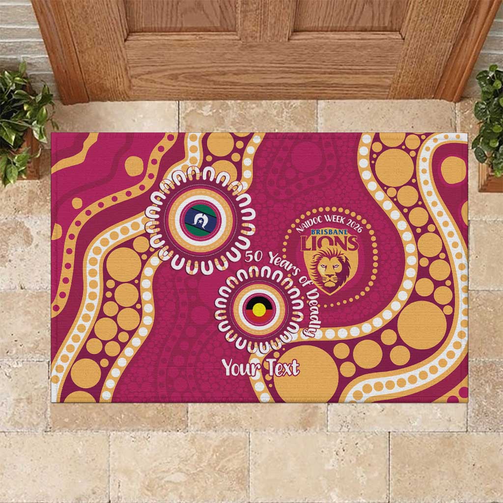 Brisbane Lions NAIDOC 2026 Personalised Rubber Doormat 50 Years of Deadly Aboriginal Art