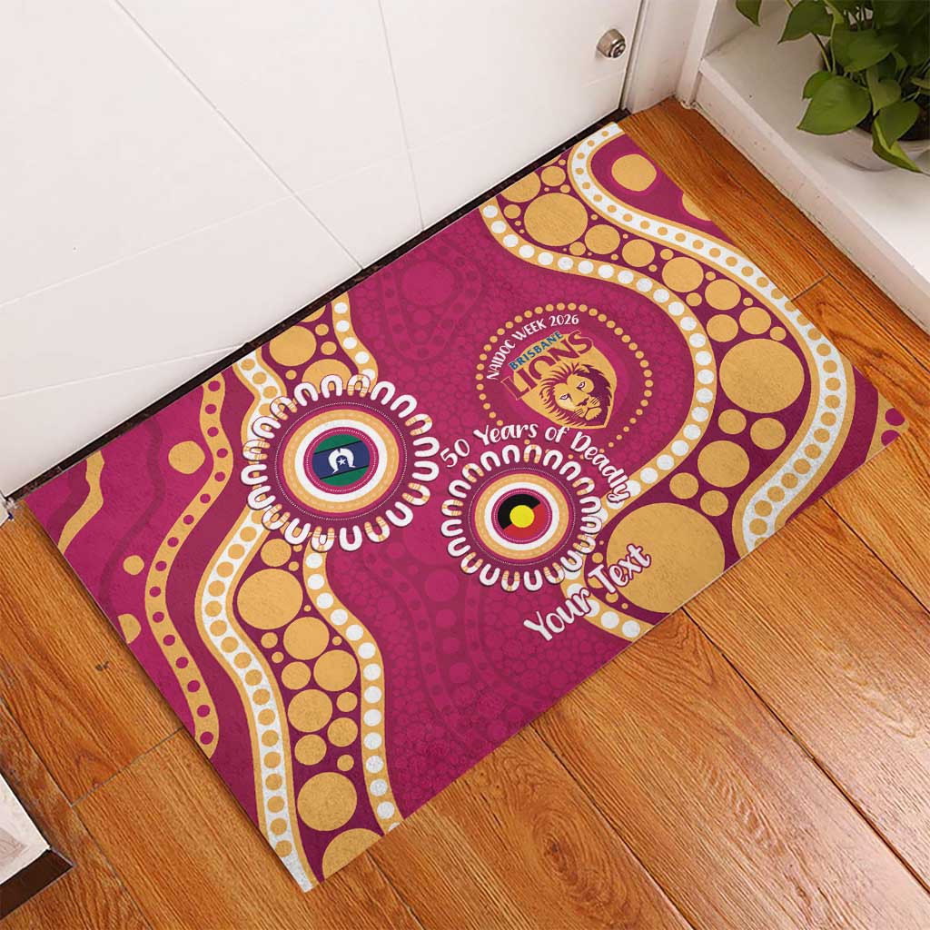 Brisbane Lions NAIDOC 2026 Personalised Rubber Doormat 50 Years of Deadly Aboriginal Art