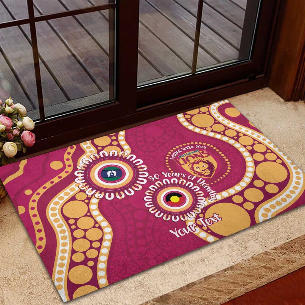 Brisbane Lions NAIDOC 2026 Personalised Rubber Doormat 50 Years of Deadly Aboriginal Art