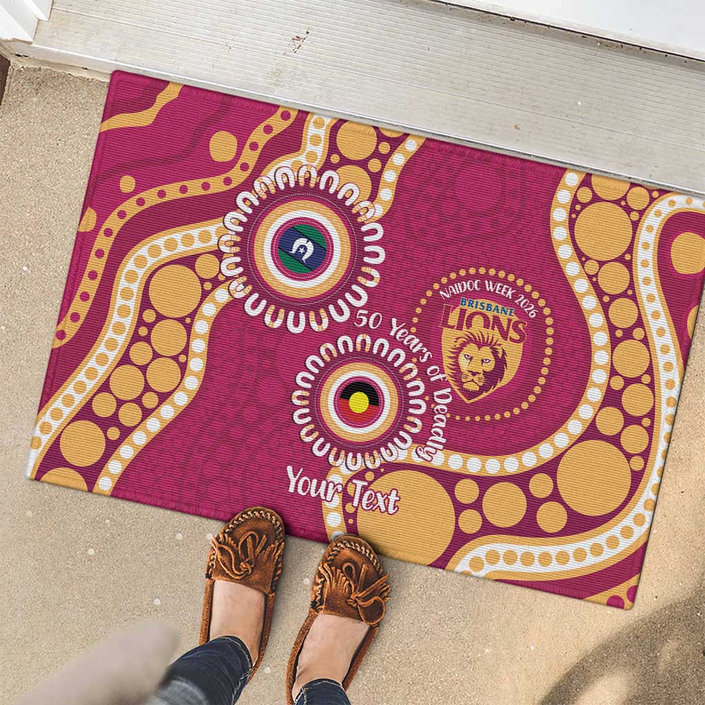 Brisbane Lions NAIDOC 2026 Personalised Rubber Doormat 50 Years of Deadly Aboriginal Art