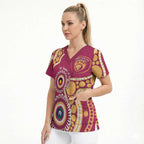 Brisbane Lions NAIDOC 2026 Personalised Scrub Top 50 Years of Deadly Aboriginal Art