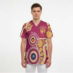 Brisbane Lions NAIDOC 2026 Personalised Scrub Top 50 Years of Deadly Aboriginal Art
