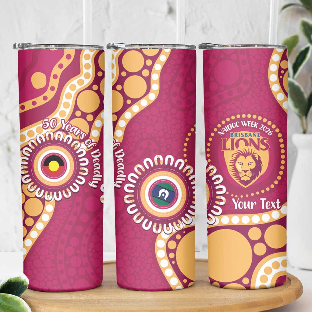 Brisbane Lions NAIDOC 2026 Personalised Skinny Tumbler 50 Years of Deadly Aboriginal Art