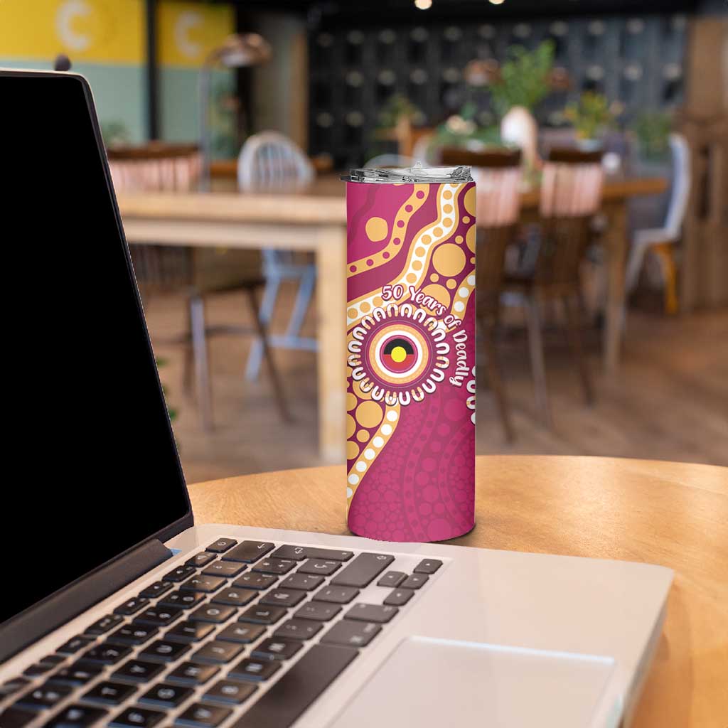 Brisbane Lions NAIDOC 2026 Personalised Skinny Tumbler 50 Years of Deadly Aboriginal Art