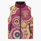 Brisbane Lions NAIDOC 2026 Personalised Sleeveless Puffer Jacket 50 Years of Deadly Aboriginal Art