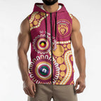 Brisbane Lions NAIDOC 2026 Personalised Sleeveless Zip Hoodie 50 Years of Deadly Aboriginal Art