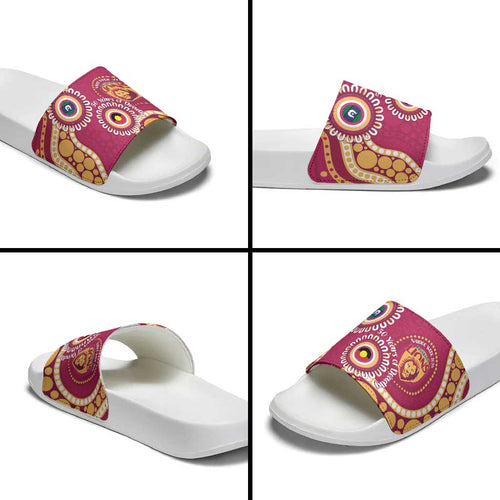 Brisbane Lions NAIDOC 2026 Personalised Slide Sandals 50 Years of Deadly Aboriginal Art