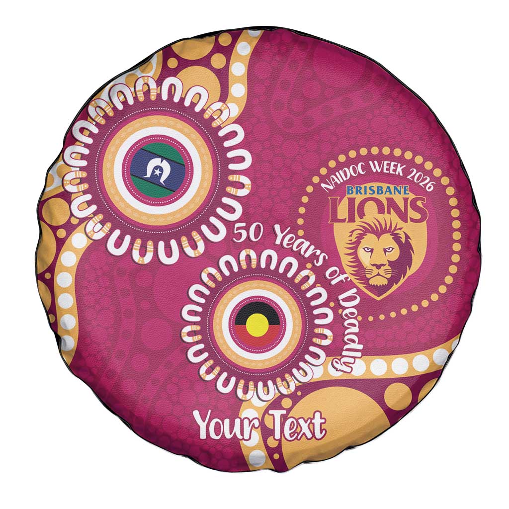 Brisbane Lions NAIDOC 2026 Personalised Spare Tire Cover 50 Years of Deadly Aboriginal Art