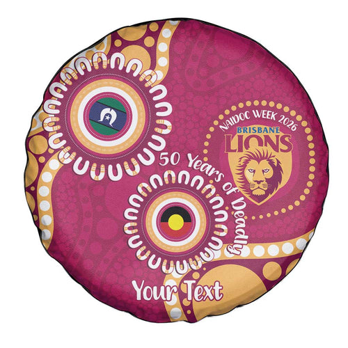 Brisbane Lions NAIDOC 2026 Personalised Spare Tire Cover 50 Years of Deadly Aboriginal Art