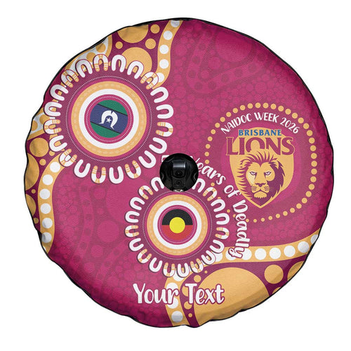 Brisbane Lions NAIDOC 2026 Personalised Spare Tire Cover 50 Years of Deadly Aboriginal Art