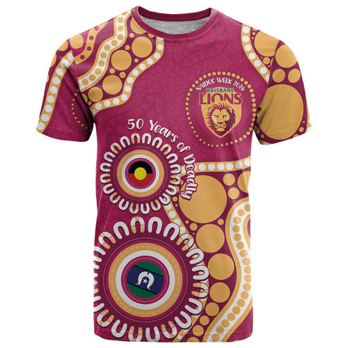 Brisbane Lions NAIDOC 2026 Personalised T Shirt 50 Years of Deadly Aboriginal Art