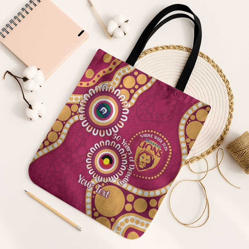 Brisbane Lions NAIDOC 2026 Personalised Tote Bag 50 Years of Deadly Aboriginal Art