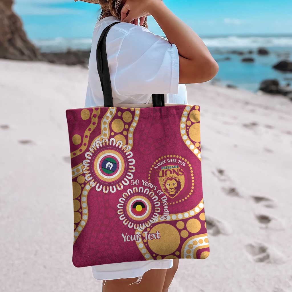 Brisbane Lions NAIDOC 2026 Personalised Tote Bag 50 Years of Deadly Aboriginal Art