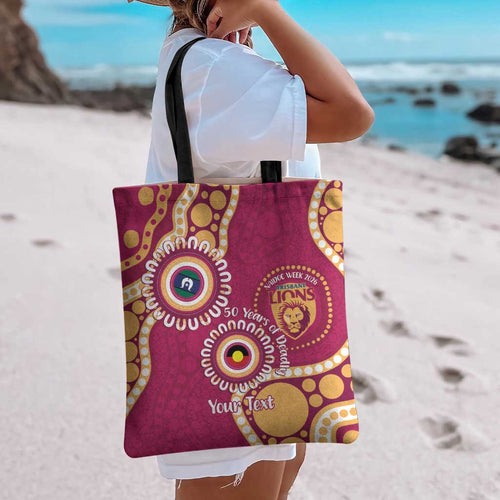 Brisbane Lions NAIDOC 2026 Personalised Tote Bag 50 Years of Deadly Aboriginal Art