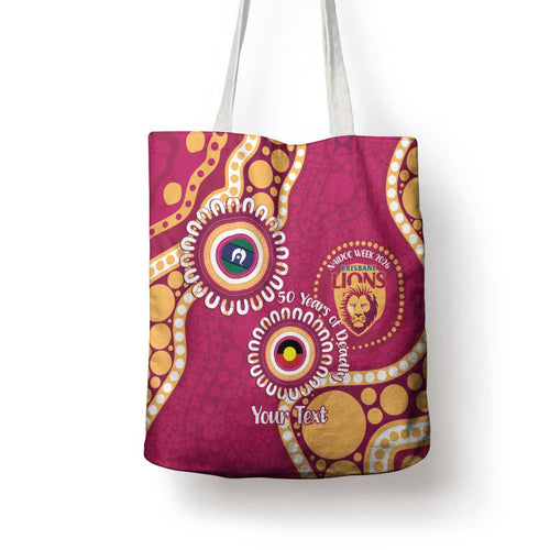 Brisbane Lions NAIDOC 2026 Personalised Tote Bag 50 Years of Deadly Aboriginal Art