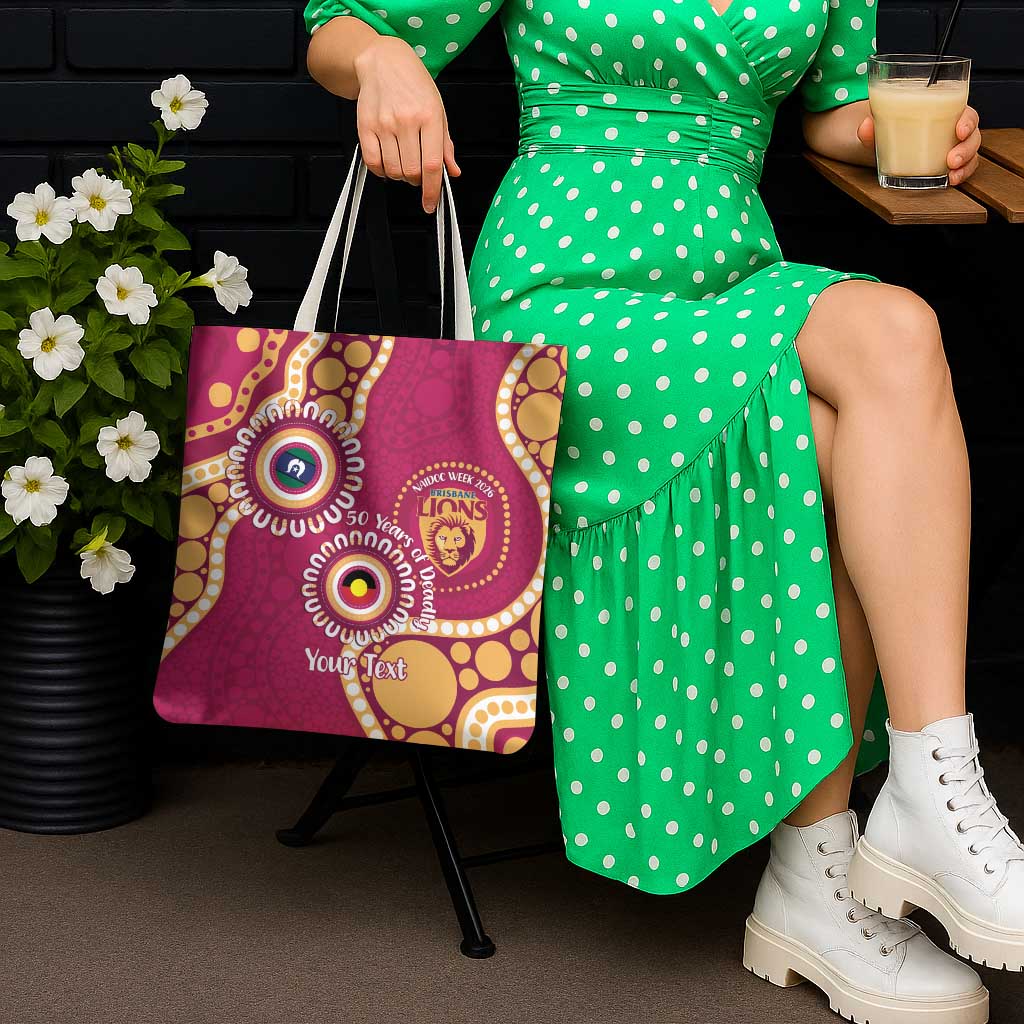 Brisbane Lions NAIDOC 2026 Personalised Tote Bag 50 Years of Deadly Aboriginal Art
