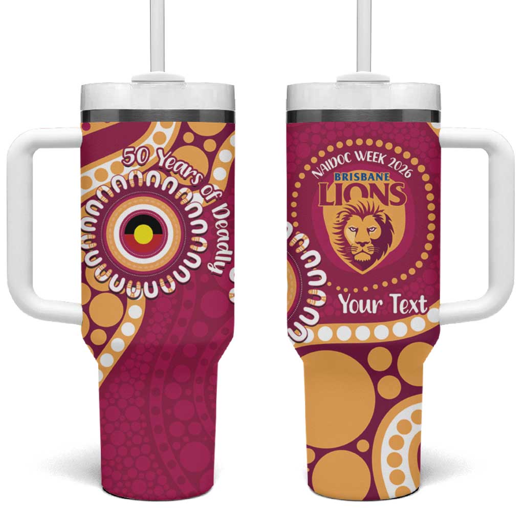 Brisbane Lions NAIDOC 2026 Personalised Tumbler With Handle 50 Years of Deadly Aboriginal Art