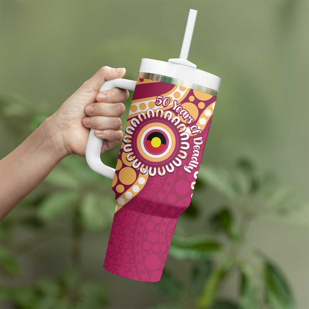 Brisbane Lions NAIDOC 2026 Personalised Tumbler With Handle 50 Years of Deadly Aboriginal Art