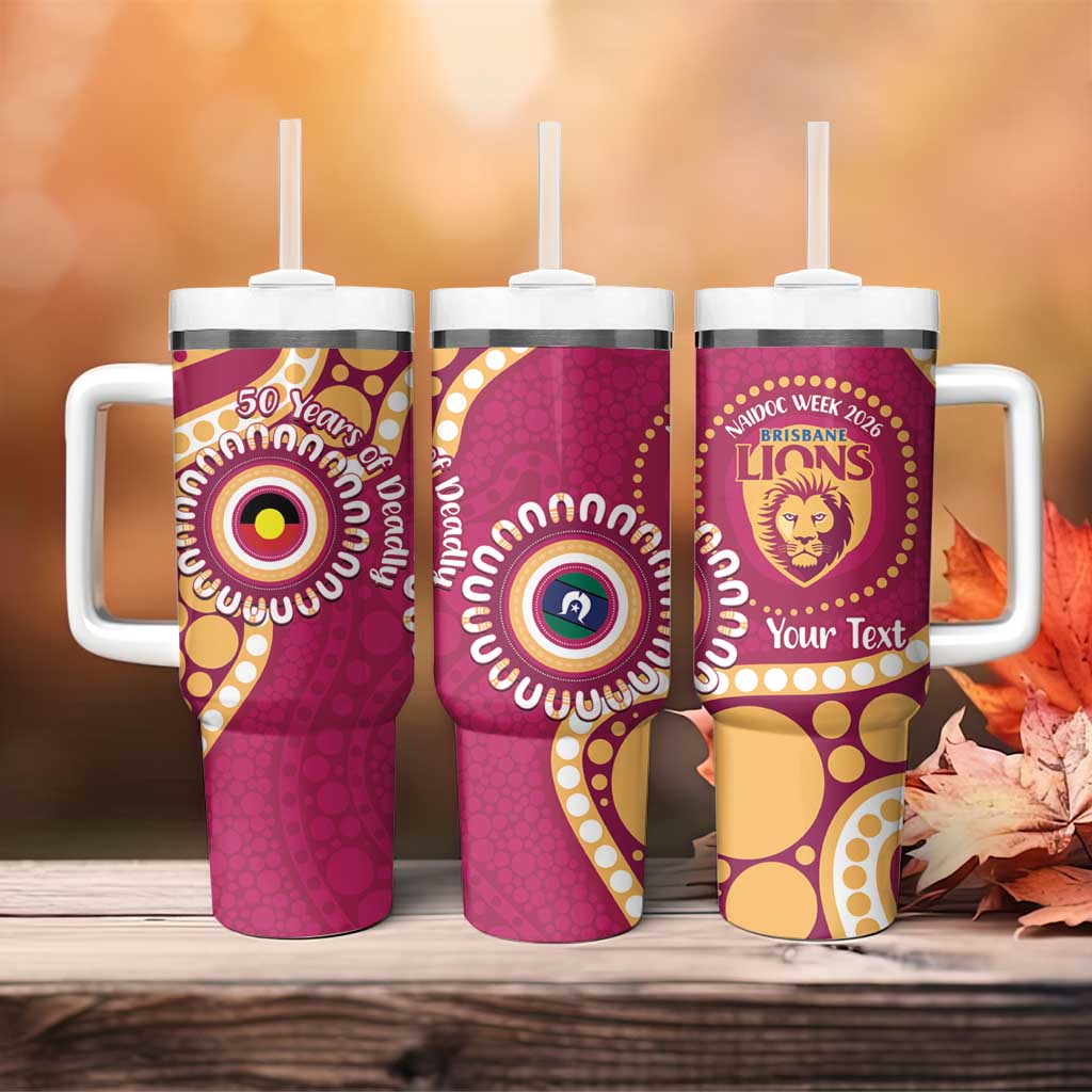 Brisbane Lions NAIDOC 2026 Personalised Tumbler With Handle 50 Years of Deadly Aboriginal Art