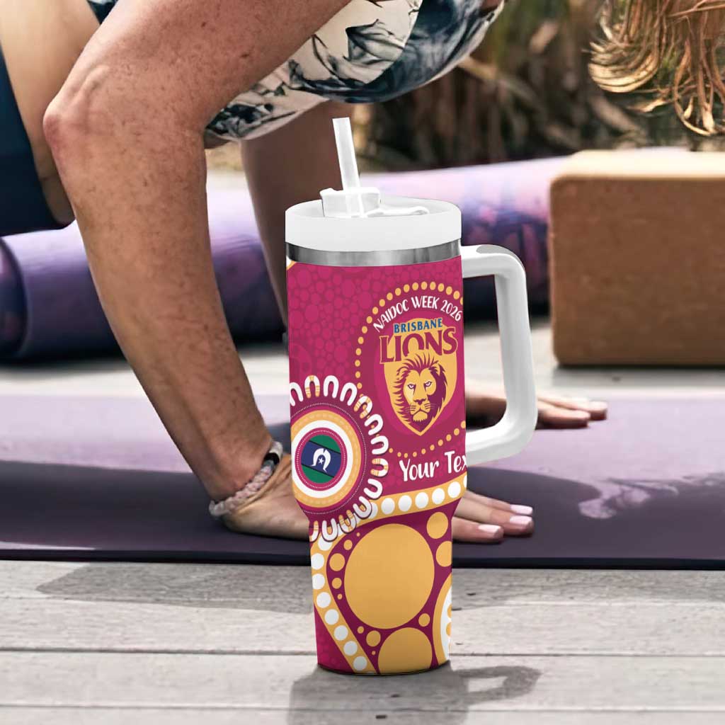 Brisbane Lions NAIDOC 2026 Personalised Tumbler With Handle 50 Years of Deadly Aboriginal Art