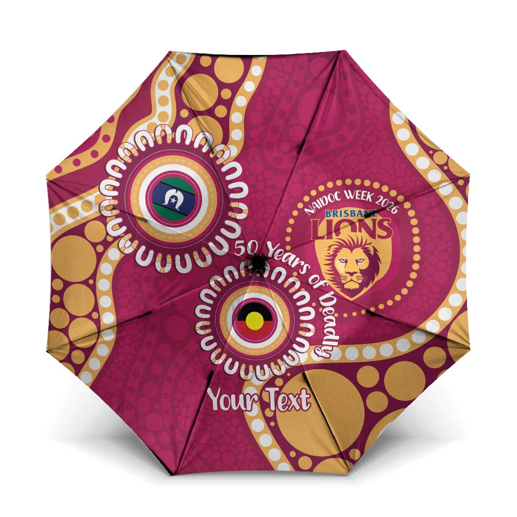 Brisbane Lions NAIDOC 2026 Personalised Umbrella 50 Years of Deadly Aboriginal Art