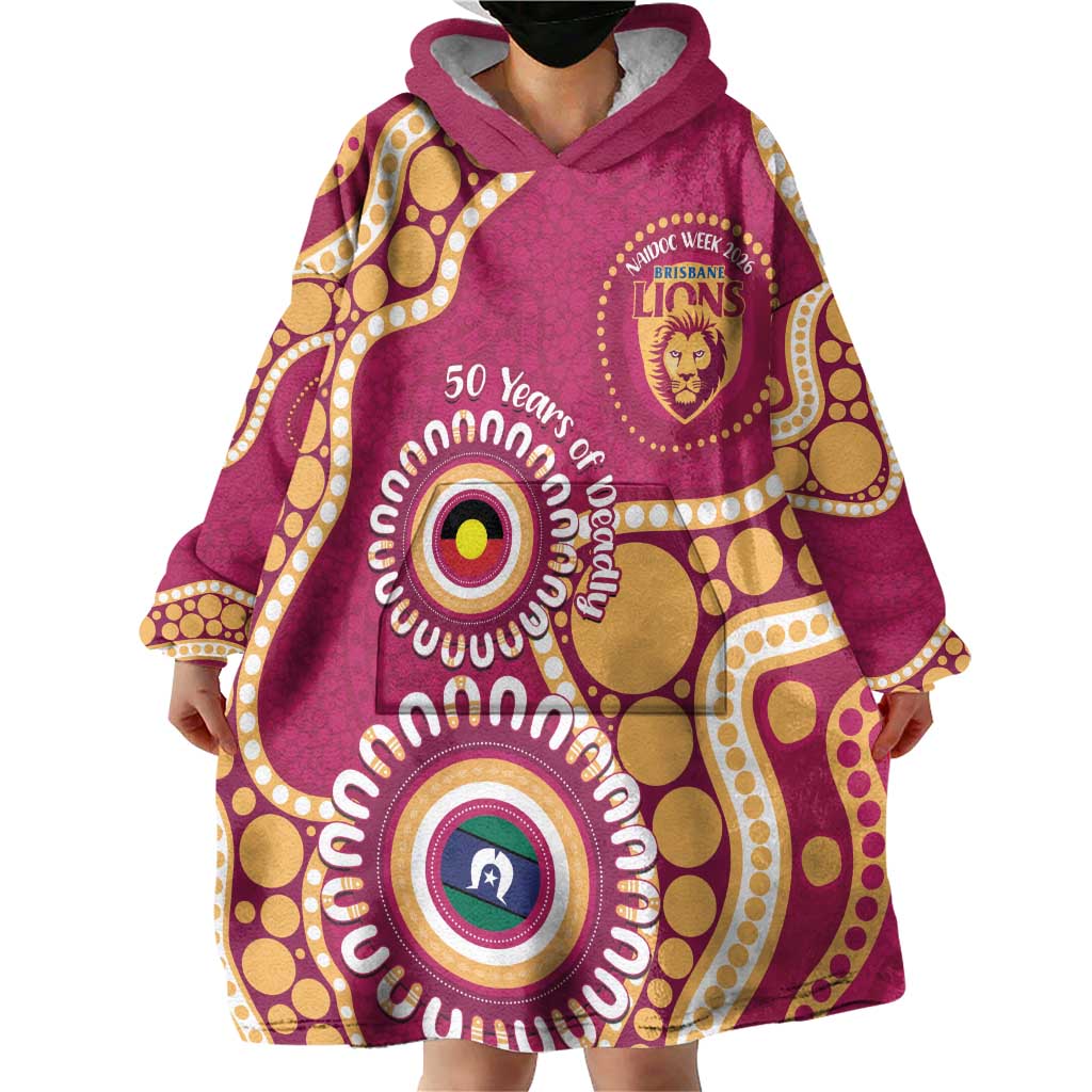 Brisbane Lions NAIDOC 2026 Personalised Wearable Blanket Hoodie 50 Years of Deadly Aboriginal Art
