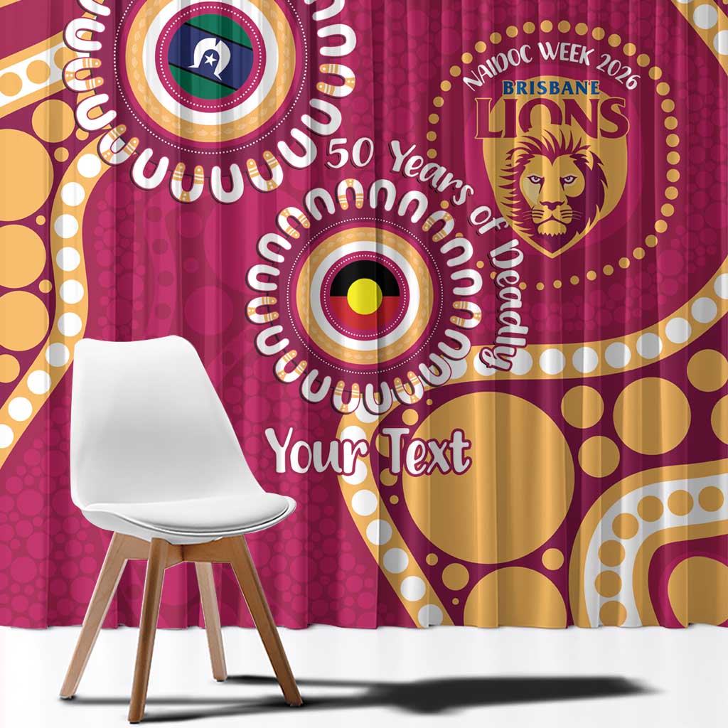 Brisbane Lions NAIDOC 2026 Personalised Window Curtain 50 Years of Deadly Aboriginal Art