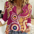 Brisbane Lions NAIDOC 2026 Personalised Women Casual Shirt 50 Years of Deadly Aboriginal Art