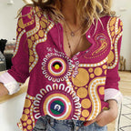 Brisbane Lions NAIDOC 2026 Personalised Women Casual Shirt 50 Years of Deadly Aboriginal Art
