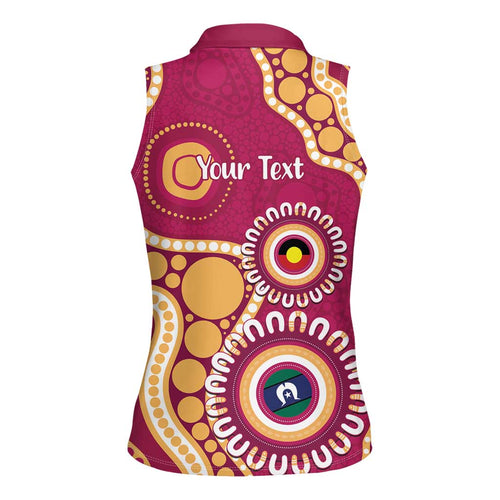 Brisbane Lions NAIDOC 2026 Personalised Women Sleeveless Polo Shirt 50 Years of Deadly Aboriginal Art