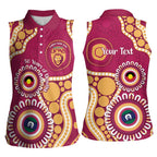 Brisbane Lions NAIDOC 2026 Personalised Women Sleeveless Polo Shirt 50 Years of Deadly Aboriginal Art