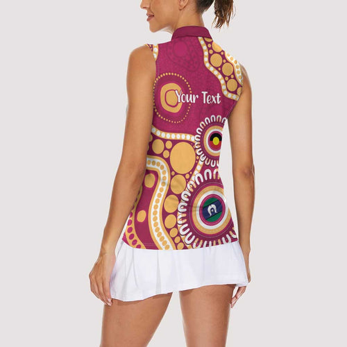 Brisbane Lions NAIDOC 2026 Personalised Women Sleeveless Polo Shirt 50 Years of Deadly Aboriginal Art