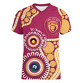 Brisbane Lions NAIDOC 2026 Personalised Women V-Neck T-Shirt 50 Years of Deadly Aboriginal Art