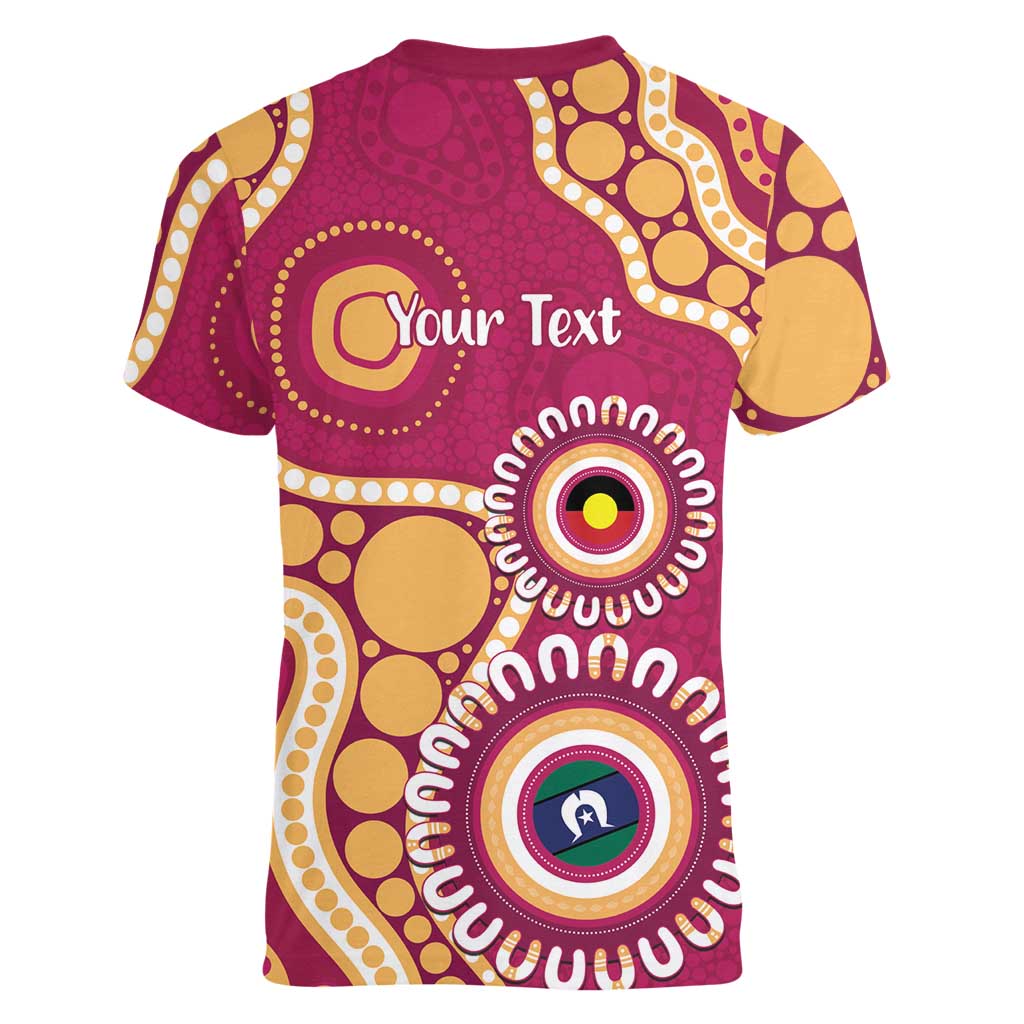 Brisbane Lions NAIDOC 2026 Personalised Women V-Neck T-Shirt 50 Years of Deadly Aboriginal Art